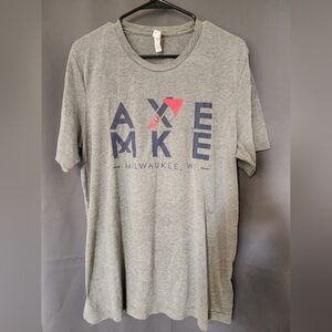 AXE MKE T-shirt,Men's Extra Large Gray AXE MKE Milwaukee WI Graphic T-shirt